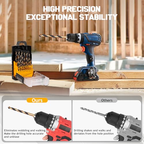 25Pcs Brad Point Drill Bit Set for Wood, Titanium Coated HSS Full Ground Metric Drill Bit Set for Hardwood & Softwood, 1-13mm (0.5mm Step) with Storage Case