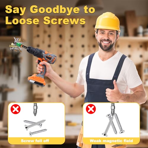 6 Pcs Magnetic Screw Holder Ring with 3 Pcs Ph2 Screwdriver Bit Set, 1/4" Universal Strong Magnetic Ring, Removable Screwdriver Bit Holder Tool for Drill Bits & Hex Screwdrivers