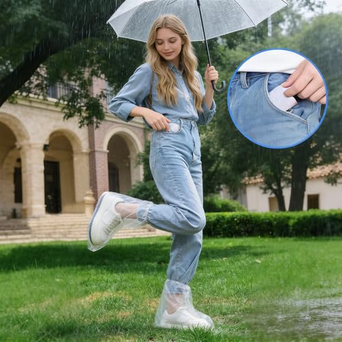 10Pairs Waterproof Shoe Covers, Shoe Covers for Rain, Disposable Plastic Rain Shoe Covers for Men and Women Non-Slip Soles (child)