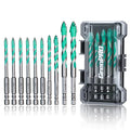GRENPRO Masonry Drill Bit Set 10Pcs, 1/4"-7/12" Serrated Concrete Drill Bit - size: 1/4" - 7/12" (10 PCS)