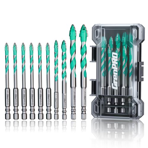 GRENPRO Masonry Drill Bit Set 10Pcs, 1/4"-7/12" Serrated Concrete Drill Bit - size: 1/4" - 7/12" (10 PCS)