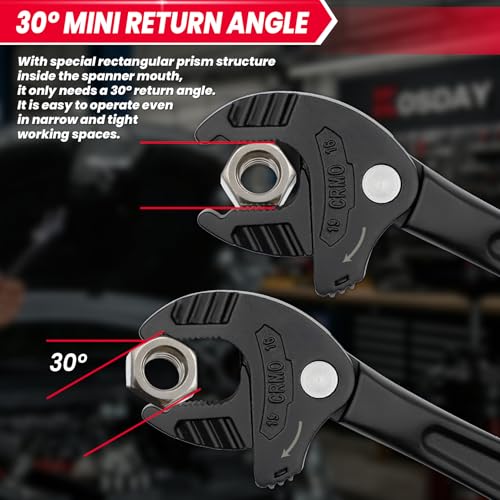4-Piece Self Adjusting Wrench, Self-setting Spanner with Automatic Continuous Gripping for 1/4"-3/4" (7-19mm) Pipe Fittings Nuts and Bolts