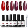 modelones Gel Nail Polish Set, Red Burgundy Purple Glitter Cat Eye Shimmer - color: A-1 Crimson Spark