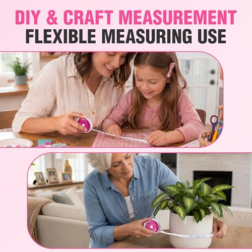 WORKPRO Soft Tape Measure, 60'' Retractable Measuring Tape for Body, Pink - color: Pink