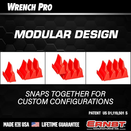 Ernst Manufacturing Wrench Pro - Modular Wrench Organizer for 20 Tools with Magnetic Base (Red) - Made in the USA - color: Red