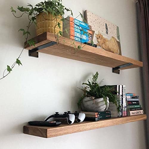 Premium Heavy Duty Shelf Brackets – 0.2In Thick Black L Shape Shelf Bracket, Hidden Steel Brackets for Shelves - 8 Inch Heavy Duty Floating Shelf Hardware (6Pcs) - color: Black, size: 8 Inch