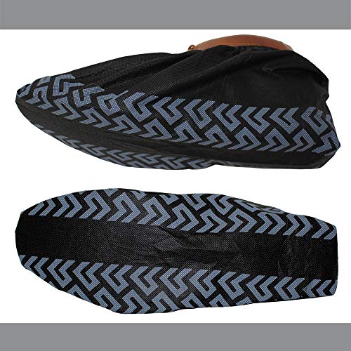 Shoe Covers - 100 Pack, X Large, Extra Thick With Non Skid Soles, Professional Sleek Black Disposable Boot and Shoe Booties, One Size Fits Most, Non Slip - Indoor/Outdoor