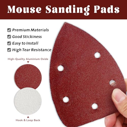 60 Pcs 240 Grit Mouse Sandpaper, Aluminum Oxide Mouse Sanding Pads - size: 240 Grit