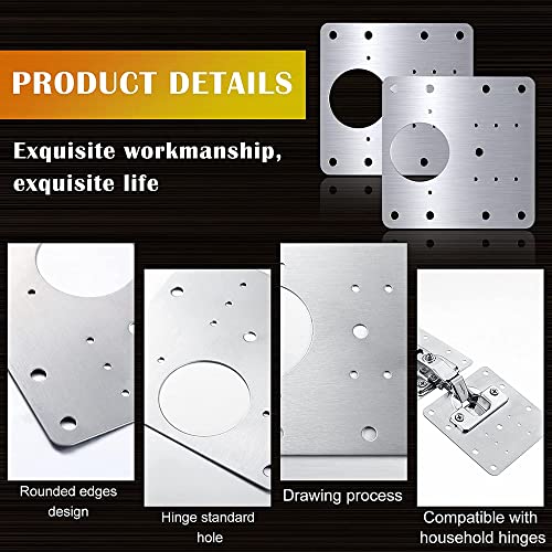 Cabinet Hinges Repair Plate,Stainless Steel Hinge Repair Brackets Kit,Kitchen Cupboard Door Hinge Repair Plate Kit Includes Fixing Screws,Protect Wooden Kitchen Cabinet Door,Furniture(2 PCS)… - size: 2 Pieces