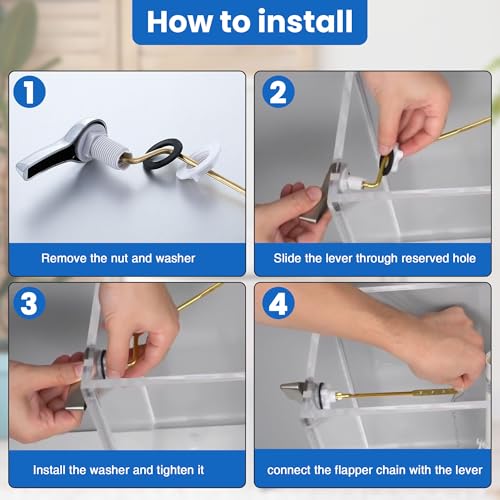 Saillong Universal Toilet Flusher Replacement Kit, Fill Valve, 2-Inch Flapper, Side Mount Handle Lever, Water-Saving, Adjustable Toilet Repair Kit Inside Tank, Easy to Install(1 Set,Blue Grey, Blue) - color: Blue Grey, Blue