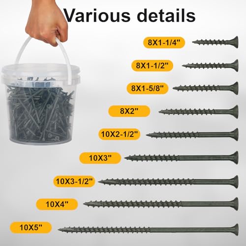 Deck Screws #8 x 2’’, T25 Star Torx Drive Flat Head Wood Screws, Green, 5lb - color: Green, size: 8X2’’