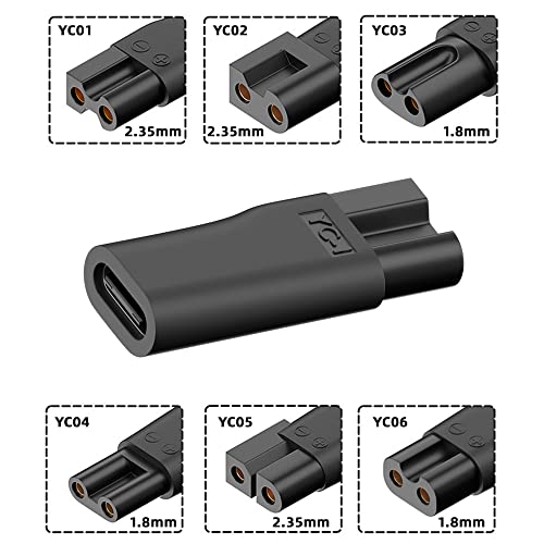 6pcs/Set USB-C Female to 2Pin DC 5V Power Charge Adater for Electric Hair Clipper Beard Trimmers Shavers Beauty Instruments - style: 1.8mm+2.35mm