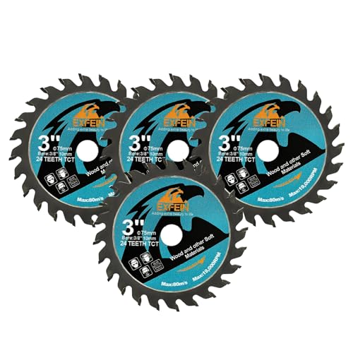 3 Inch Wood Cutting Disc 4pcs - 24T TCT Carbide Tipped Teeth Compact Circular Saw Blade with 3/8-Inch Arbor, General Purpose for Cuttting in Wood Plastic and Composite Materials - size: TCT (for wood)