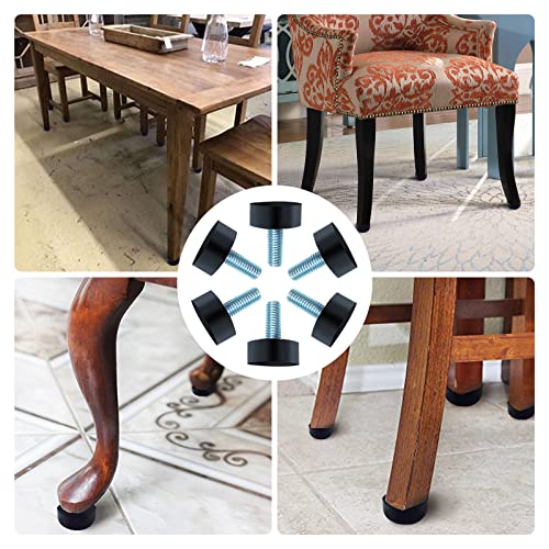 8pcs M8 Adjustable Rubber Furniture Levelers Screw in Threaded Furniture Legs Leveling Feet -Adjustable Furniture Feet –Iron Chair Leg Levelers -Floor Protector Heavy Duty Leveling Feet Glides