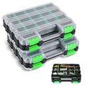 NATGAI 2 Pack Small Parts Organizers, 34-Compartments Double-Sided Tool Box - color: Green