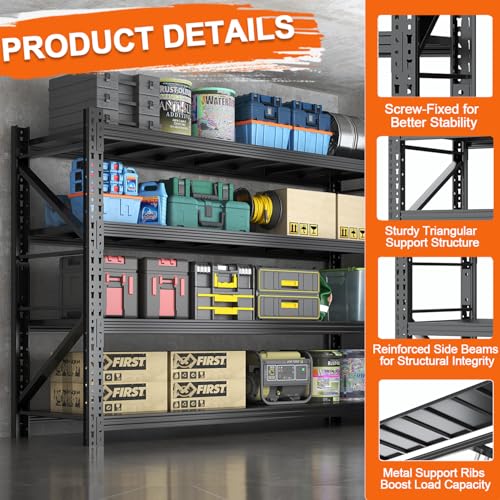 57''W Heavy Duty Storage Shelves, 4000LBS Metal Garage Shelving Units, 4 Tier Adjustable Large Industrial Shelves for Warehouse Workshop Basement (57''W x 23.6''D x 73.2''H) - size: 73.2"H x 57"W x 23.6"D
