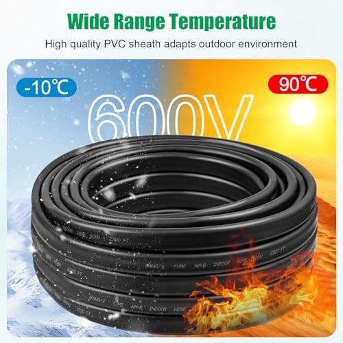8/3 Wire with Ground - 15FT NM-B 8 Gauge Non-Metallic Sheathed Cable 100% Pure Copper 8 AWG 3 Conductor Residential Indoor Wire for Outlets, Switches, Other Loads and Lighting Wiring Projects etc. - size: 15FT, style: 8AWG/3