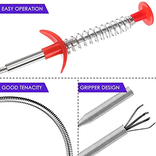 Drain Clog Remover - Gutter Cleaning Tools Drain Cleaner for Toilet Sewer Shower Kitchen Bathroom Tub Clogged Drains Opener Cleaning Tool, Flexible Grabber Claw Pick Up Reacher (7-in-1) - color: Green 6+1