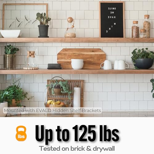 EVALD LevelMate™ Titan-Mount 4 Inch Floating Shelf Brackets, Heavy Duty Hidden Shelf Brackets for Floating Shelves, Black Carbon Steel Shelf Supports with Screws & Anchors (6 Pack) - size: 4 Inch, style: 6 Pack Titan-mount