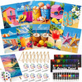 Ctosree 72 Pcs Hawaii Paint and Sip Kit for Adults 8'' x 10'' Pre Drawn Canvas for Painting DIY Pre Printed Canvas for Party Favor Acrylic Painting Kit Wood Easel Brushes Date Night Bulk - style: Hawaii