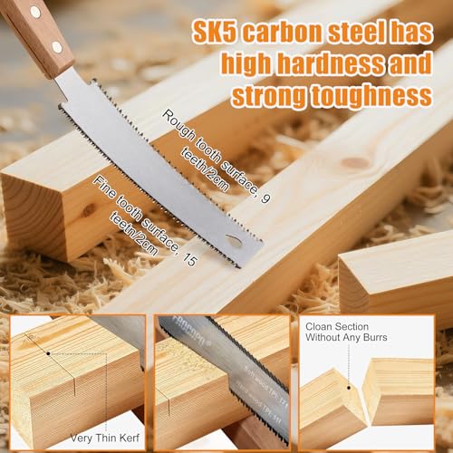13 Pcs Woodworking Tool Set Include 8 Wood Turning Chisel Lathe Chisel, 3 Spring Caliper Divider, Double Edge Woodworking Hand Saw, 5/8 Inch Keyed Drill Chuck with MT2 Arbor Taper