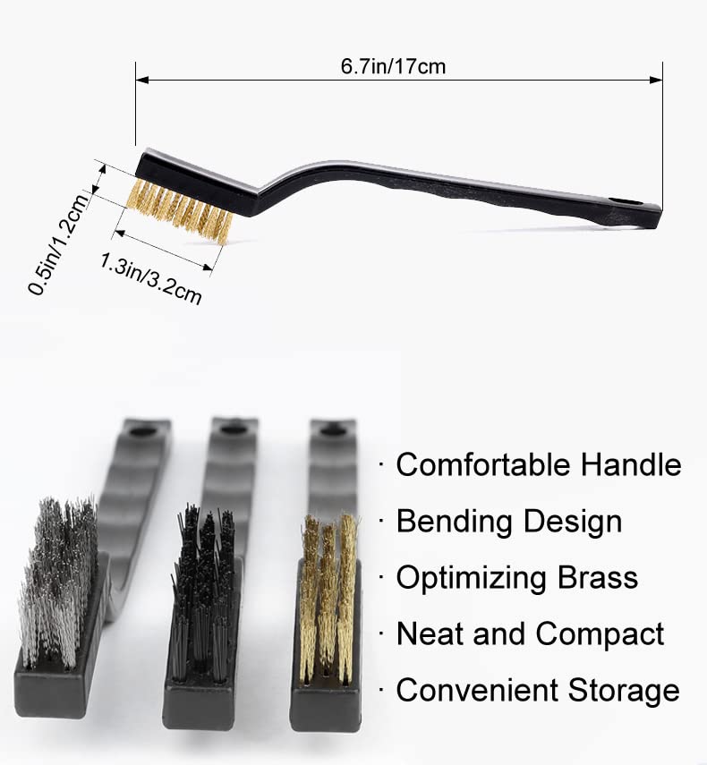SUJAYU Brass Wire Brush Rust Remover, Small Wire Brush for Cleaning, Paint Stripper for Metal, Wood, Rustoleum Fabric Spray Paint (Brass, Steel, Nylon, 12.00) - style: Brass Steel Nylon