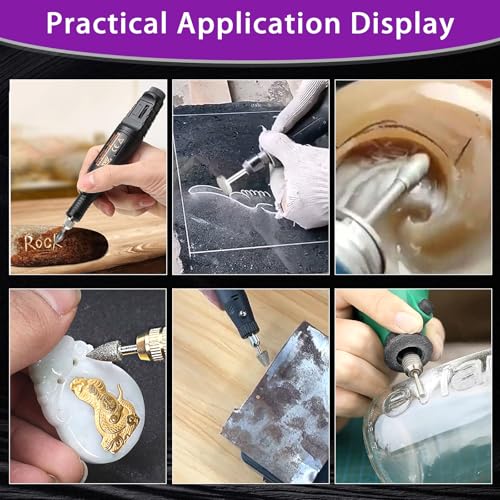 Diamond Grinding Bit Compatible with Dremel, 52Pcs Stone Carving Set Diamond Bits 1/8" (3mm) Shank Polishing Kit for Stone Glass Ceramics Carving Polishing Grinding Etching - style: Style 1