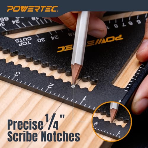 POWERTEC 7" Aluminum Rafter Square, Speed Framing Square (72322) - style: 7" Rafter Square