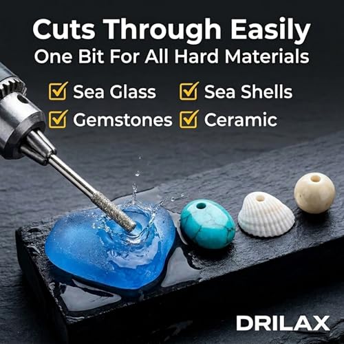 Drilax 30-Pc Diamond Drill Bits for Stone, Glass, Dremel, 1-3mm, 1/8" Shank - size: 1mm - 2mm - 3mm
