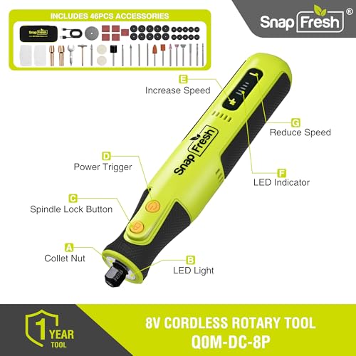 SnapFresh 8V Cordless Rotary Tool Kit, 28, 000 RPM, 46 Accessories - size: 8