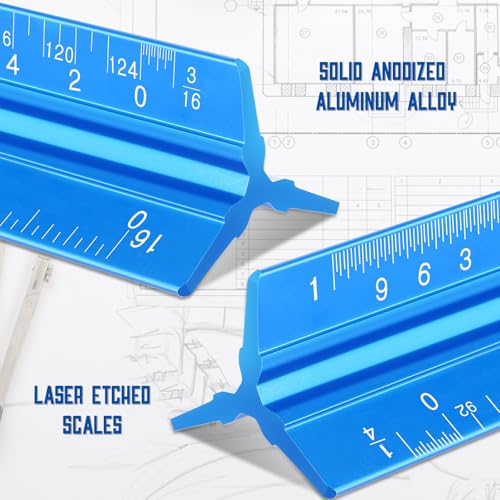 Macarrie 10 Pcs Architectural Scale Ruler 12" Engineers Scale Set, Blue - color: Blue