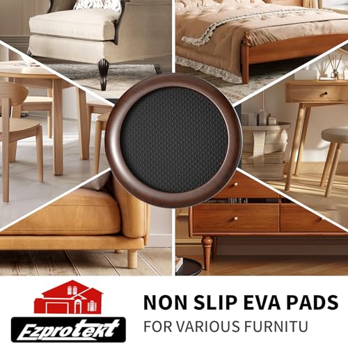 Ezprotekt 2 inch Non Slip Wood Furniture Pads for Hardwood Floors, 4 Pcs Round Anti Slip Furniture Coaster Cups Floor Protectors with Anti-Slide EVA for Chair Sofa Table Bed Couch (Dark Brown) - size: 2 inch