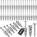 Yaocom 400 Pieces Zinc Self Drilling Drywall Anchors with Screws Kit, (200 Anchors+200 Screws) Bulk Heavy Duty Metal Wall Anchors and #8 x 1-1/4'' Screw