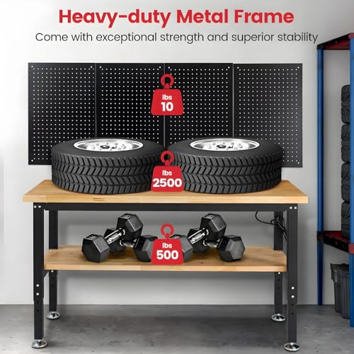 ENJOYWOOD 60" Adjustable Height Workbench with Storage Shelf