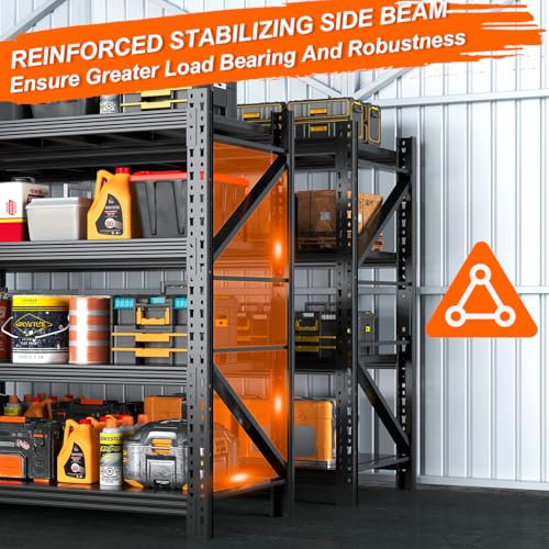 31.5''W Heavy Duty Storage Shelves, 2500LBS Metal Garage Shelving Units, 4 Tier Adjustable Large Industrial Shelves for Warehouse Workshop Basement (31.5''W x 13.8''D x 73.2''H) - size: 73.2"H x 31.5"W x 13.8"D