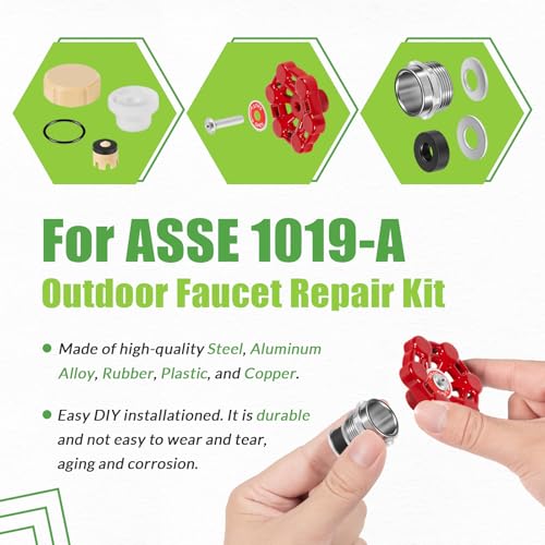 ASSE 1019-A Repair Kit for Anti-Siphon Frost-Free Sillcock Valves, Universal Outdoor Faucet Repair Kit Including VACVBKX1B Vacuum Breaker Kit and Metal Handle (2 Pack)