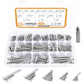 VIGRUE Stainless Steel Wood Screws Assortment Kit, #4#6#8#10#12 Phillips Pan Head Sheet Metal Screws Self Tapping Screws Set, 450Pcs - style: 450Pcs Pan Head #4#6#8#10#12