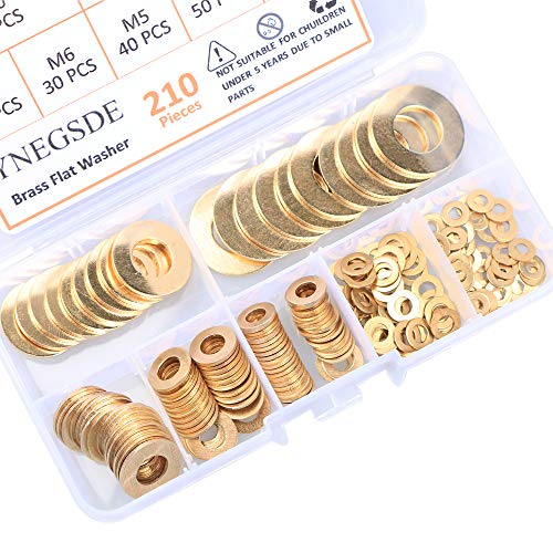 Brass Washers Assortment kit 7 Size M3 M4 M5 M6 M8 M10 M12 Brass Flat Washers for Screws Bolts