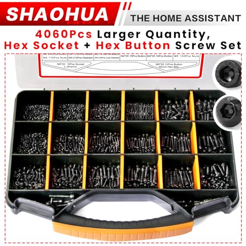 4071Pcs M2 M3 M4 M5 Nuts and Bolts Assortment Kit, 39 Size 4MM to 30MM Metric Screw Assortment Hex Socket & Button Head Machine Screws w/Portable Box and Hex Drill Bits, Galvanized Rustproof - size: I. M2 M3 M4 M5