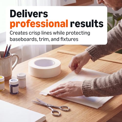 Amazon Basics Multi-Surface Masking Tape for Labeling, 1.41" x 60 Yards, Beige, 1 Roll - size: 1.41 Inch by 60 Yards