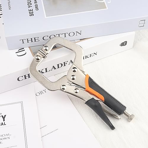 4 Pack 6 Inch C Clamp Locking Pliers,Locking C Clamp With Non-Slip Rubber Grip, Adjustable Nickel Plated C Pliers for Wood Working, Welding, Electrician Maintenance and More, by GENHAKON - size: 4 Pack 6 Inch