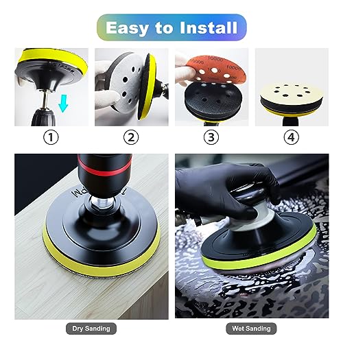 47PCS 5IN Wet Dry Sanding Discs Kit 8 Hole Hook & Loop Sandpaper Assortment - style: 47PCS