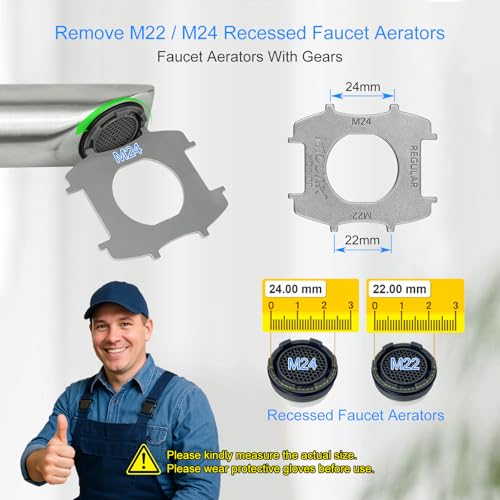 Upgraded Portable 5-in-1 Faucet Aerator Removal Tool, 304 Stainless Steel Mini Aerator Key Wrench for Sink Faucets Aerators, Fits Regular Size (Quarter), Junior Size (Nickel)