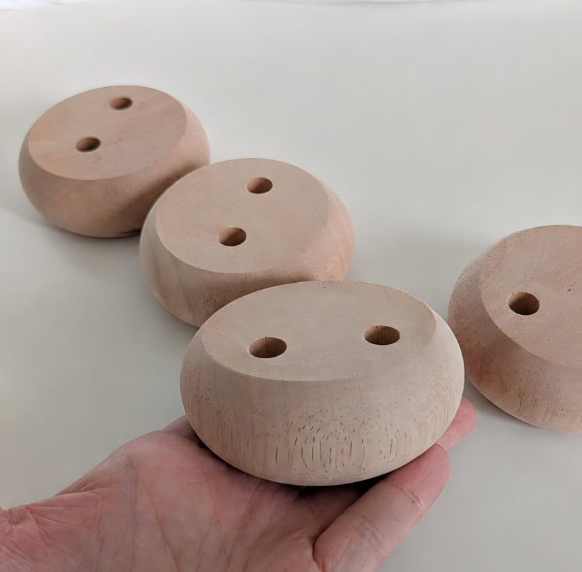 1 Inch Unfinished Wood Bun Furniture Legs Set of 4 - size: 1.18" height *3.15 " diameter