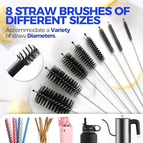 Holikme 10 Pack Bottle Brush Set 15" Long Handle Cleaner Brush,White
