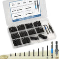 280PCS Flat Head Phillips Wood Screws Assortment Kit, Carbon Steel Self-Tapping Screw with Adjustable Wood Countersink (CSQ235 M4) - size: CSQ235 M4
