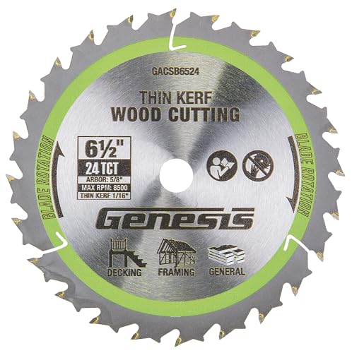 Genesis 6-1/2" Thin-Kerf 24T Circular Saw Blade for Genesis GLCS2065B Cordless Circular Saw - style: 6-1/2 in. Circular Saw Blade