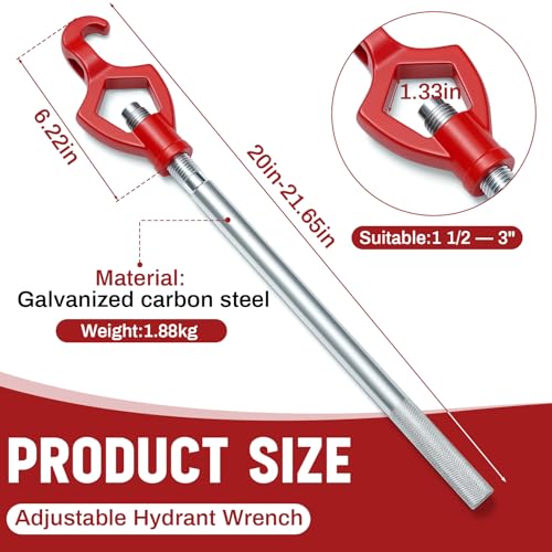 Tandefio 1 Pcs Fire Hydrant Wrench, 1-1/2" to 3", Red - color: Red, size: 1-1/2" to 3"