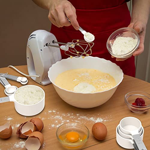 Measuring Cups & Spoons Set, Stackable Cups and Spoons - color: White