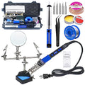 Soldering Iron Kit, 100W High-Power LCD Digital Soldering Iron, Circuit Board Repair Soldering Kit with Magnifying Glass Helping Hands, Adjustable Temperature Solder Welding Tools - color: Blue (12-in-1 Soldering Iron Kit)